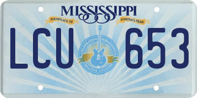 MS license plate LCU653
