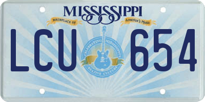 MS license plate LCU654
