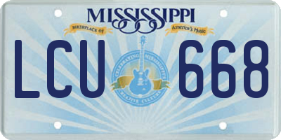 MS license plate LCU668