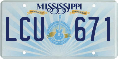 MS license plate LCU671