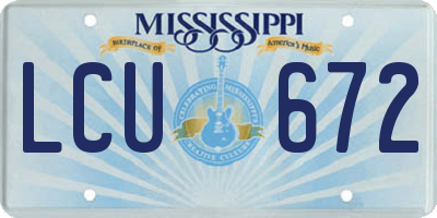 MS license plate LCU672