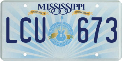 MS license plate LCU673