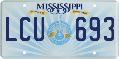 MS license plate LCU693