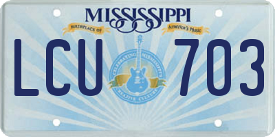 MS license plate LCU703