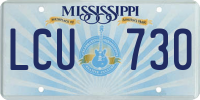 MS license plate LCU730