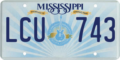 MS license plate LCU743