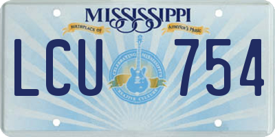 MS license plate LCU754