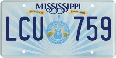 MS license plate LCU759