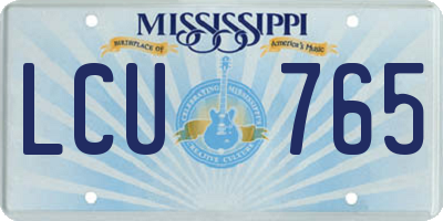 MS license plate LCU765