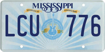 MS license plate LCU776