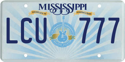 MS license plate LCU777