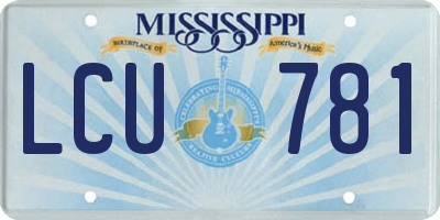 MS license plate LCU781