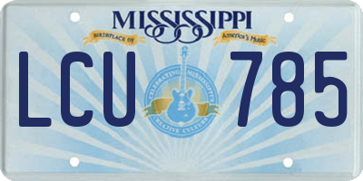 MS license plate LCU785