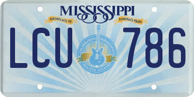 MS license plate LCU786