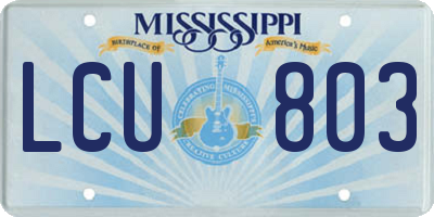 MS license plate LCU803