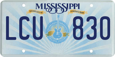 MS license plate LCU830