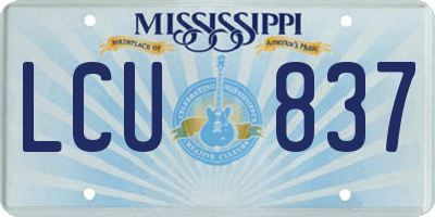 MS license plate LCU837
