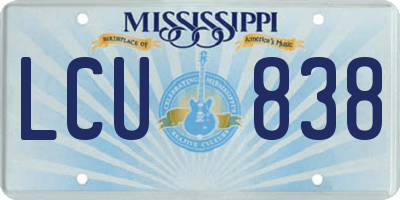 MS license plate LCU838