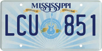 MS license plate LCU851