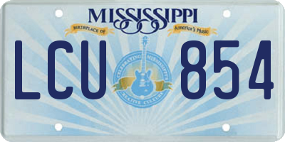 MS license plate LCU854