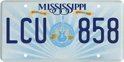 MS license plate LCU858