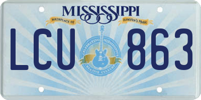 MS license plate LCU863