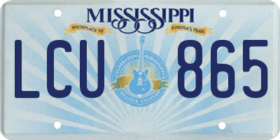 MS license plate LCU865