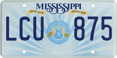 MS license plate LCU875