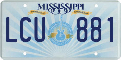 MS license plate LCU881