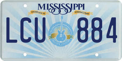 MS license plate LCU884
