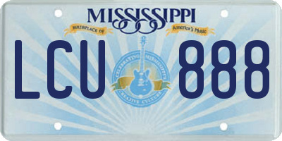 MS license plate LCU888