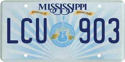 MS license plate LCU903