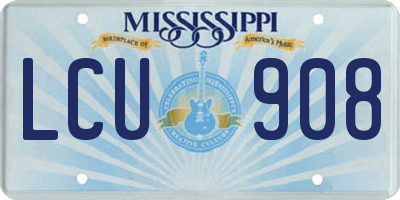 MS license plate LCU908