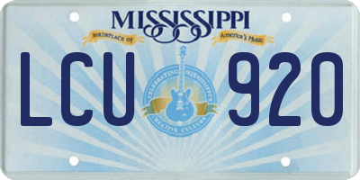 MS license plate LCU920