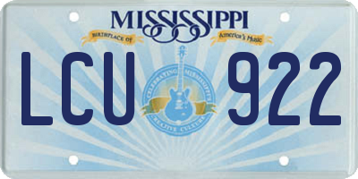 MS license plate LCU922