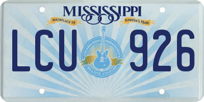 MS license plate LCU926