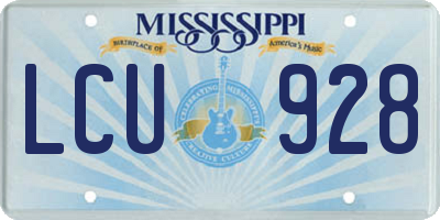 MS license plate LCU928