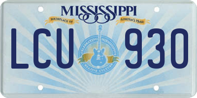 MS license plate LCU930
