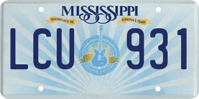 MS license plate LCU931