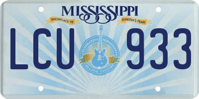 MS license plate LCU933