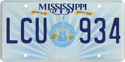 MS license plate LCU934