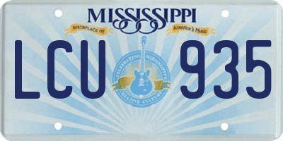 MS license plate LCU935