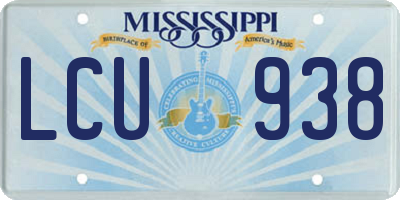 MS license plate LCU938