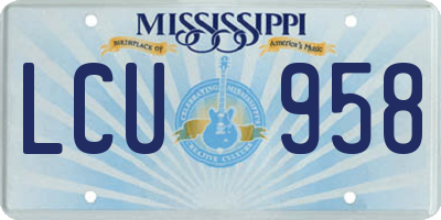 MS license plate LCU958