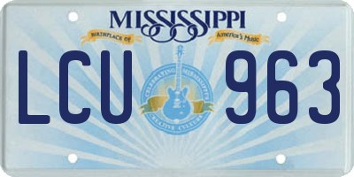 MS license plate LCU963