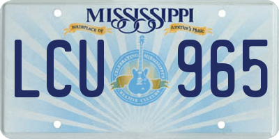 MS license plate LCU965