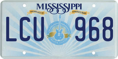 MS license plate LCU968