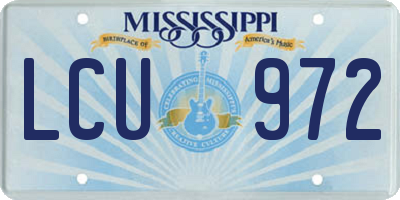 MS license plate LCU972