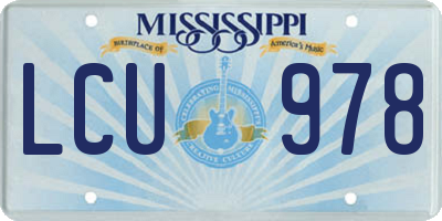 MS license plate LCU978