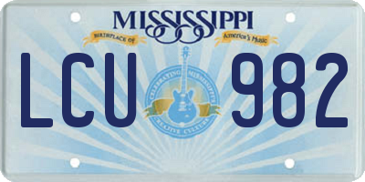 MS license plate LCU982